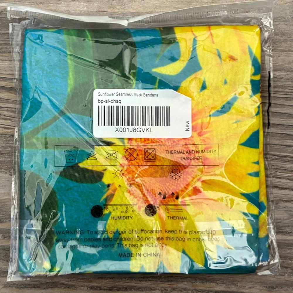 NWT- iHeartRaves Sunflower Seamless Mask Bandana